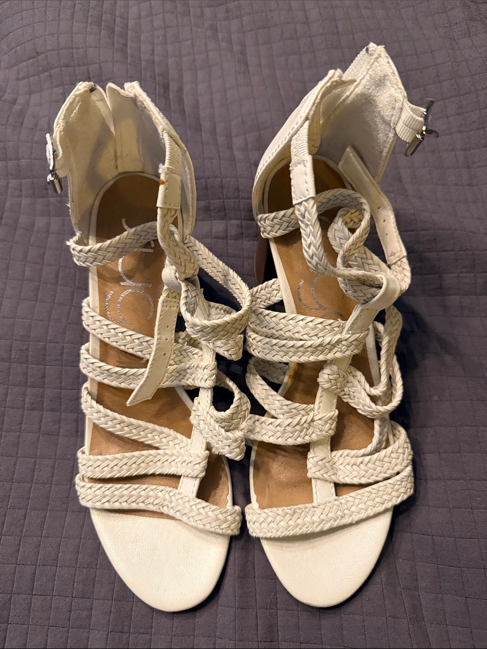 Sugar Braided Strappy Cream Women’s Sandals